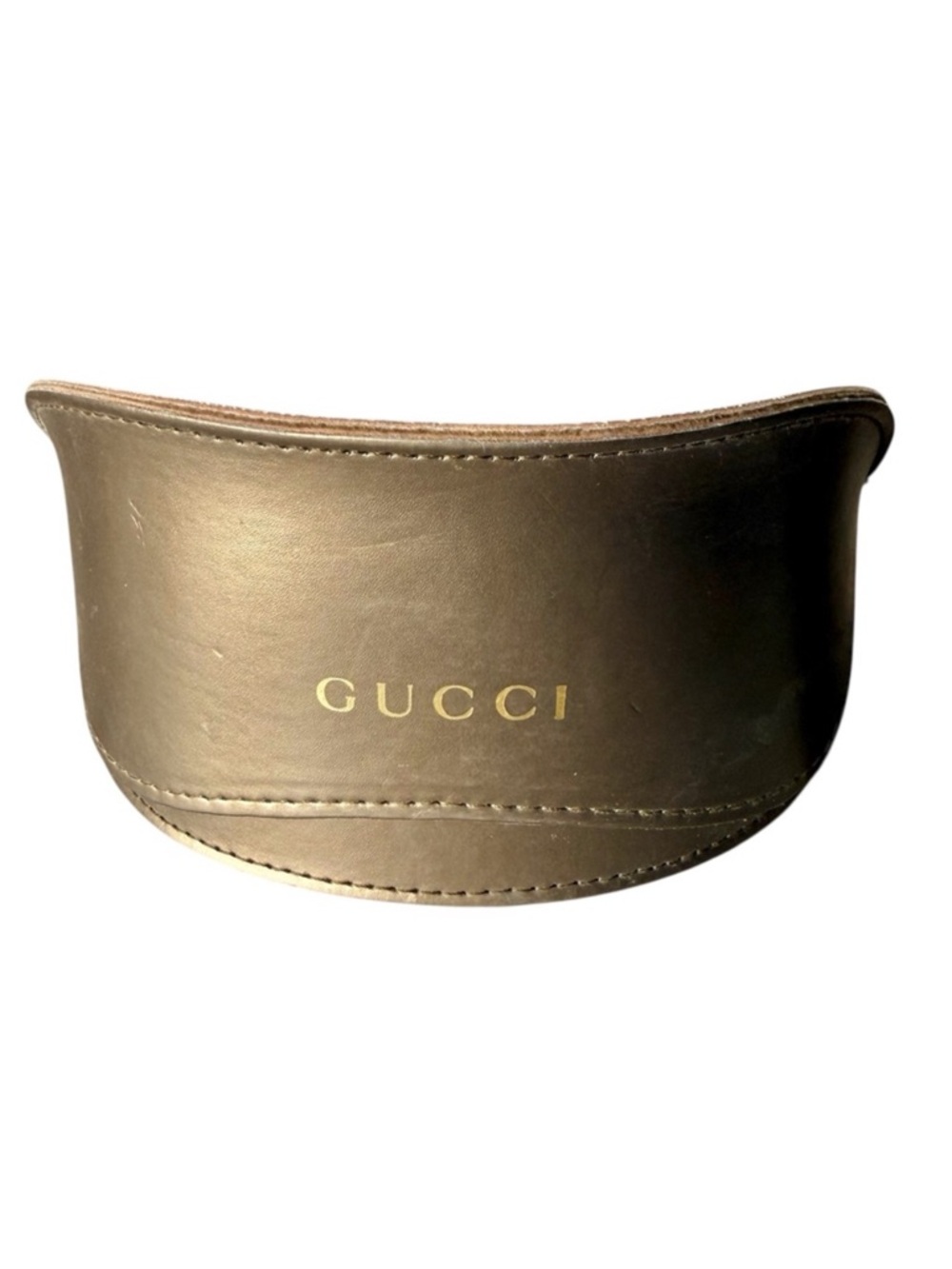 GUCCI Metallic Leather Eyewear Sunglasses Case Large Bronze *Flaw